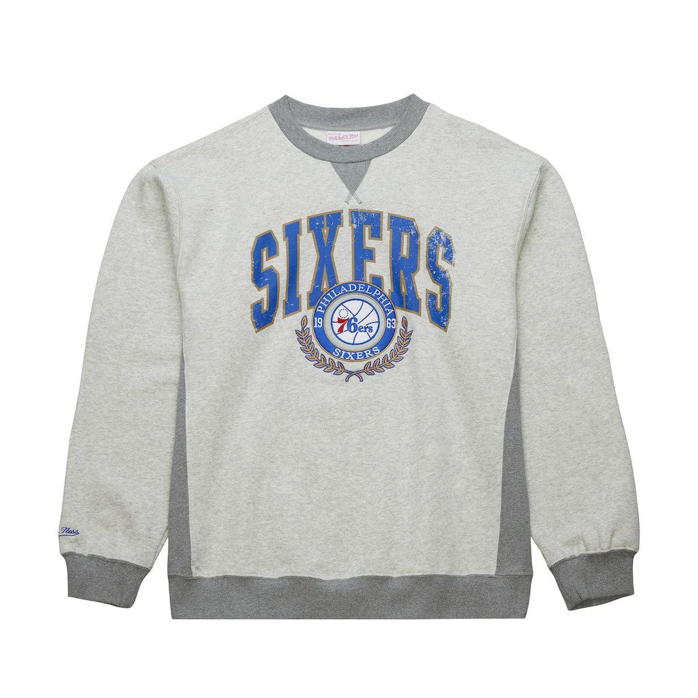 Heather Gray Philadelphia 76ers Vintage Logo Pullover Sweatshirt | NBA