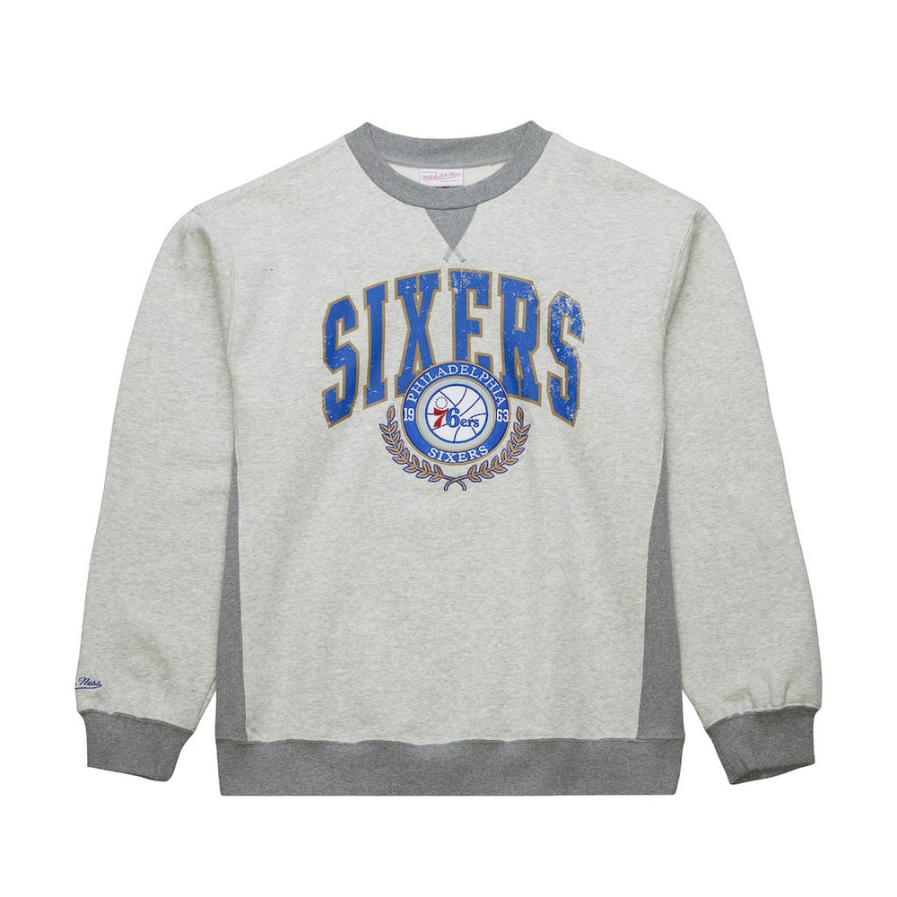 Heather Gray Philadelphia 76ers Vintage Logo Pullover Sweatshirt | NBA
