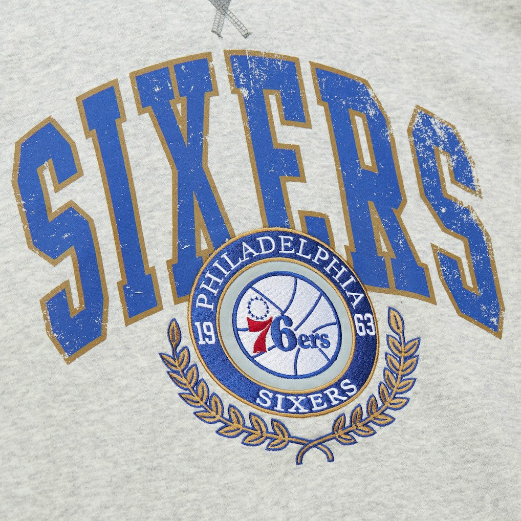 Heather Gray Philadelphia 76ers Vintage Logo Pullover Sweatshirt | NBA