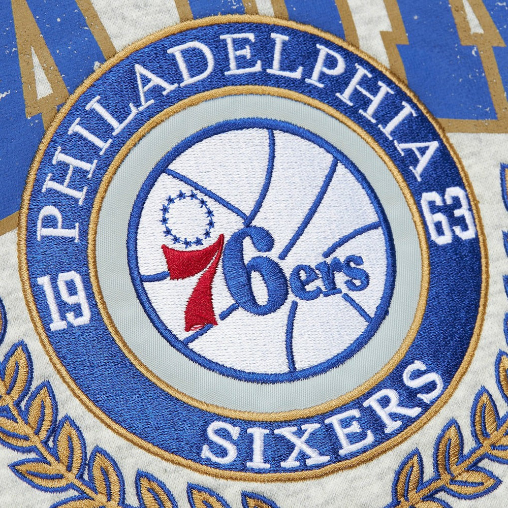 Heather Gray Philadelphia 76ers Vintage Logo Pullover Sweatshirt | NBA