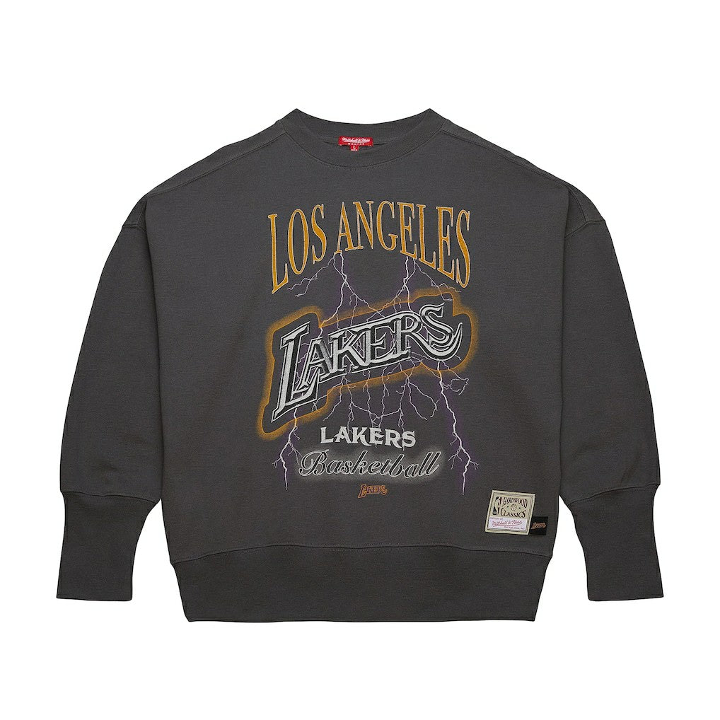 Charcoal Los Angeles Lakers Women's Hardwood Classics Lightweight Pullover Sweatshirt | NBA