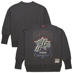 Charcoal Philadelphia 76ers Women's Hardwood Classics Lightweight Pullover Sweatshirt | NBA
