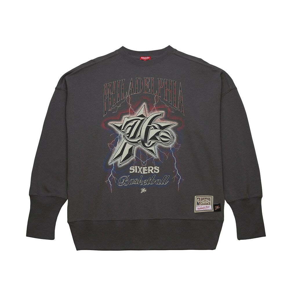Charcoal Philadelphia 76ers Women's Hardwood Classics Lightweight Pullover Sweatshirt | NBA