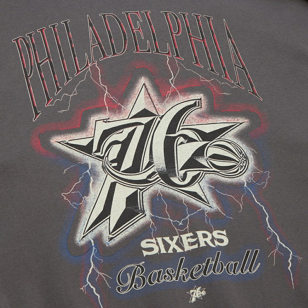 Charcoal Philadelphia 76ers Women's Hardwood Classics Lightweight Pullover Sweatshirt | NBA