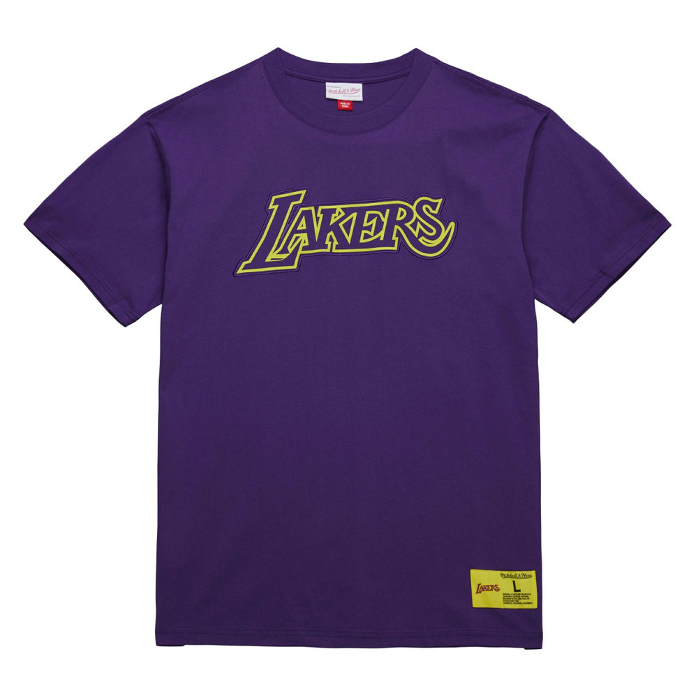 Purple Los Angeles Lakers Hardwood Classics Neon Nights Premium T-Shirt | NBA
