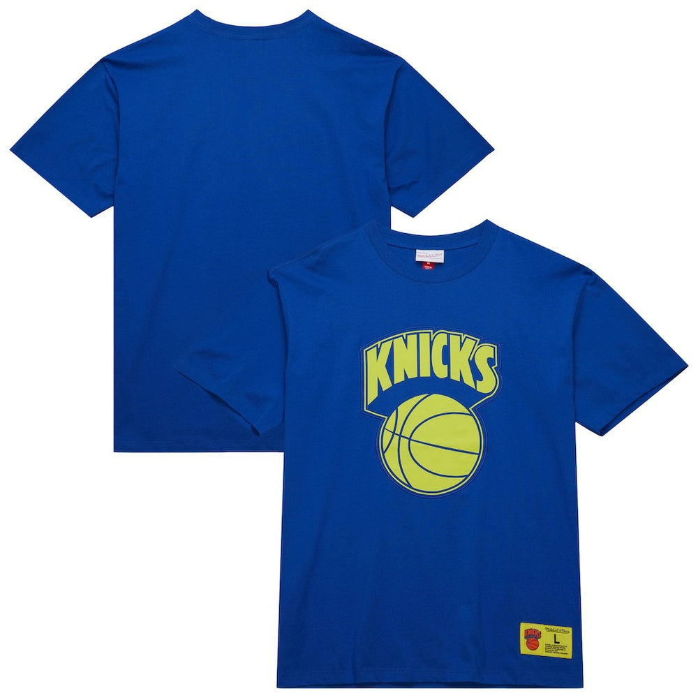 Blue New York Knicks Hardwood Classics Neon Nights Premium T-Shirt | NBA