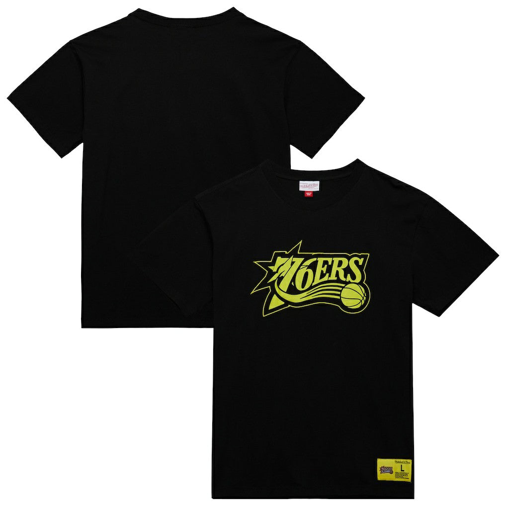 Black Philadelphia 76ers Hardwood Classics Neon Nights Premium T-Shirt | NBA