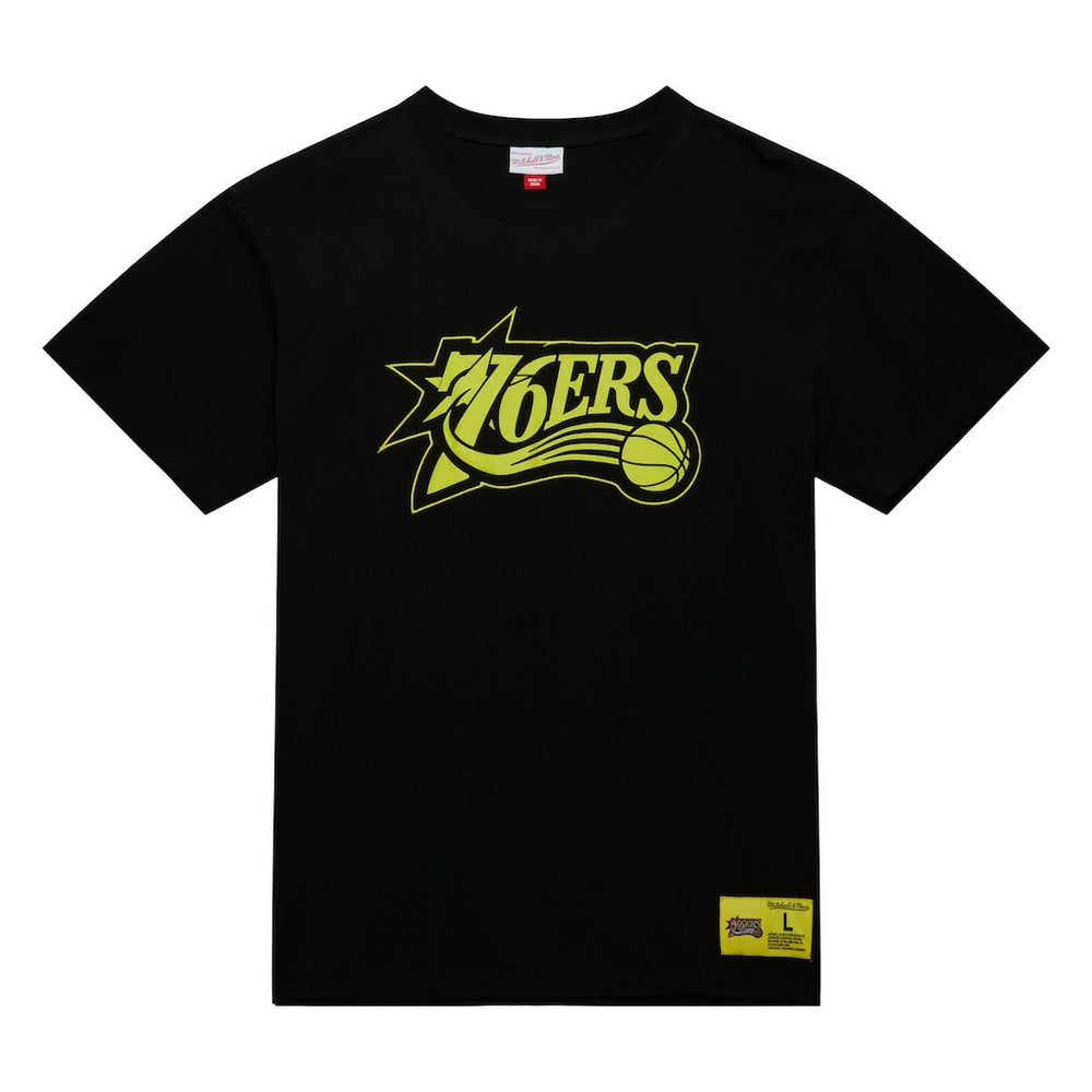 Black Philadelphia 76ers Hardwood Classics Neon Nights Premium T-Shirt | NBA
