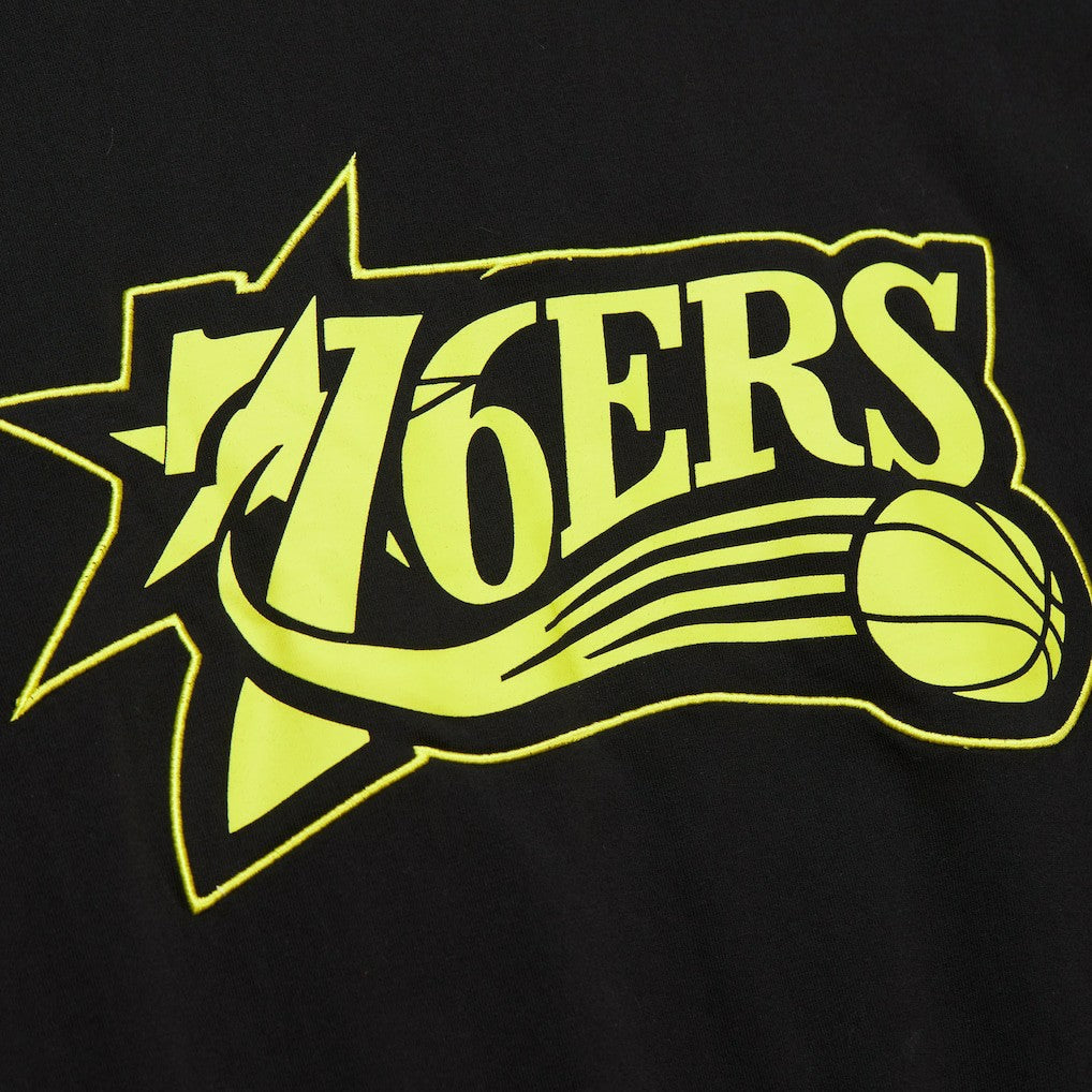 Black Philadelphia 76ers Hardwood Classics Neon Nights Premium T-Shirt | NBA
