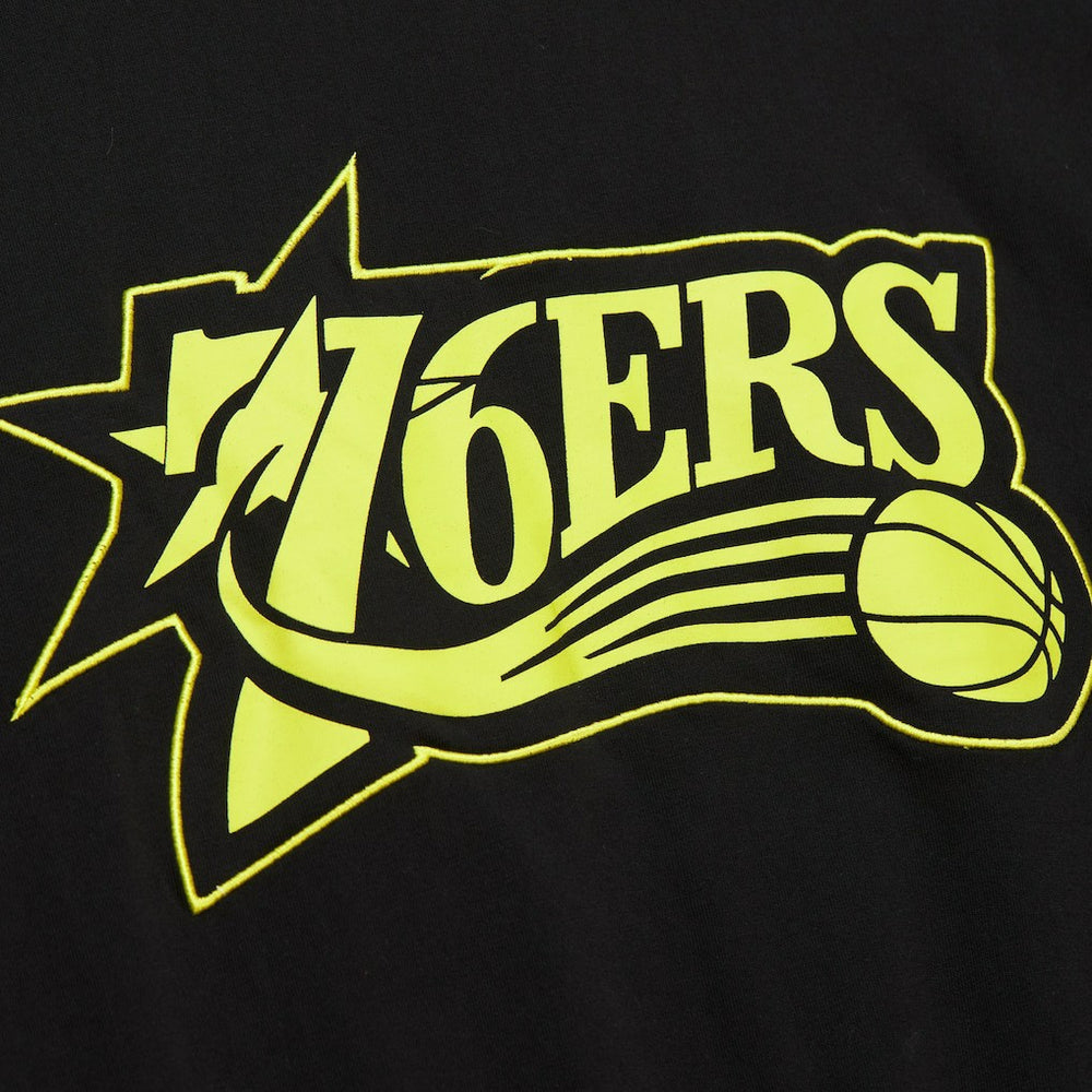 Black Philadelphia 76ers Hardwood Classics Neon Nights Premium T-Shirt | NBA