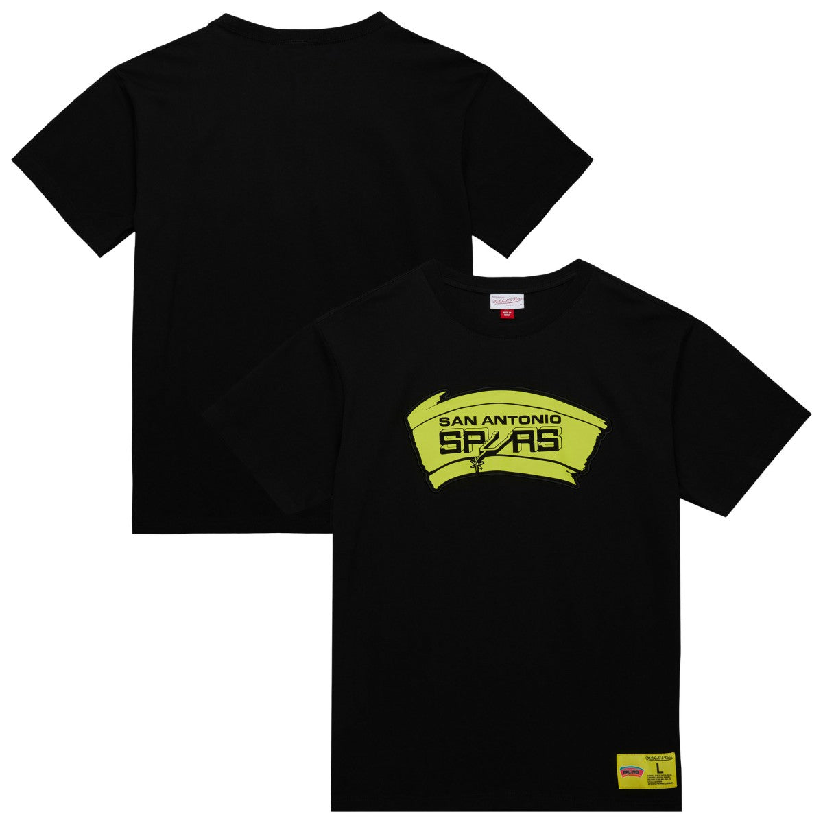 Black San Antonio Spurs Hardwood Classics Neon Nights Premium T-Shirt | NBA