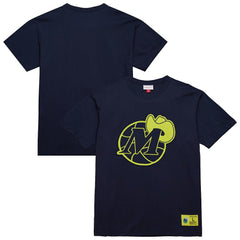 Navy Dallas Mavericks Hardwood Classics Neon Nights Premium T-Shirt sale | NBA