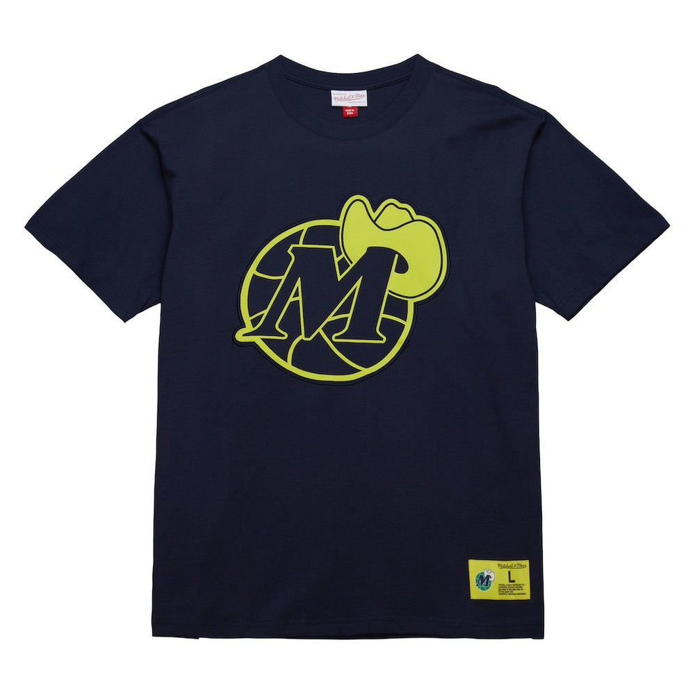 Navy Dallas Mavericks Hardwood Classics Neon Nights Premium T-Shirt sale | NBA