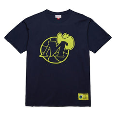 Navy Dallas Mavericks Hardwood Classics Neon Nights Premium T-Shirt sale | NBA