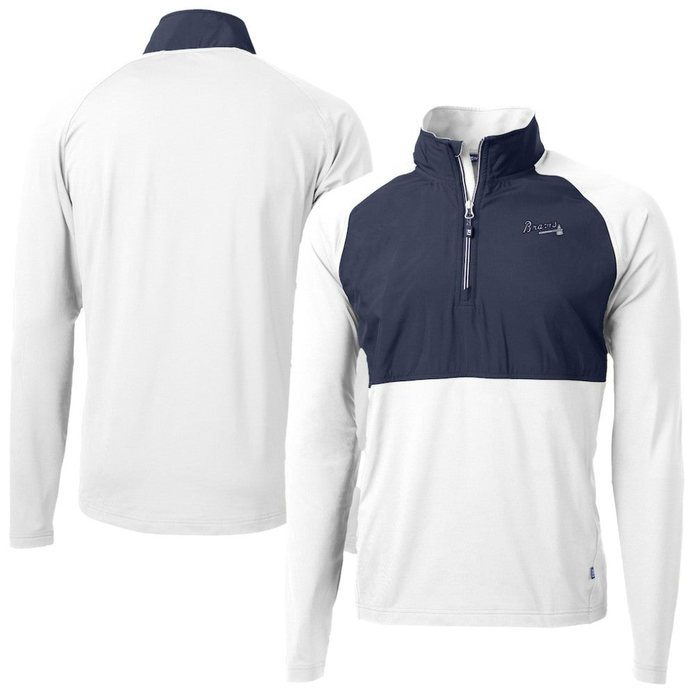 Atlanta Braves Cutter & Buck Adapt Eco Hybrid Raglan DryTec Quarter-Zip Jacket - MLB Jackets