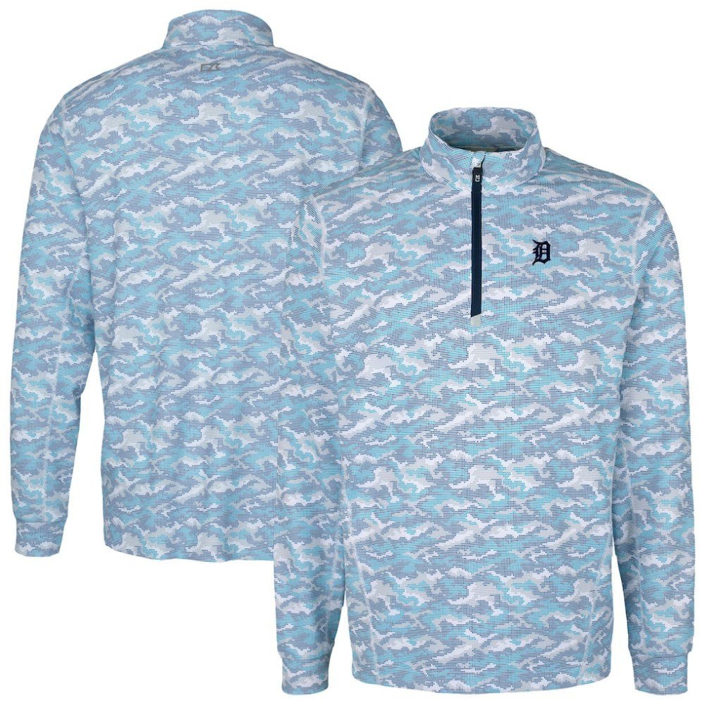 Detroit Tigers Cutter & Buck Traverse Eco Camo Tri-Blend DryTec Quarter-Zip Jacket - MLB Jackets