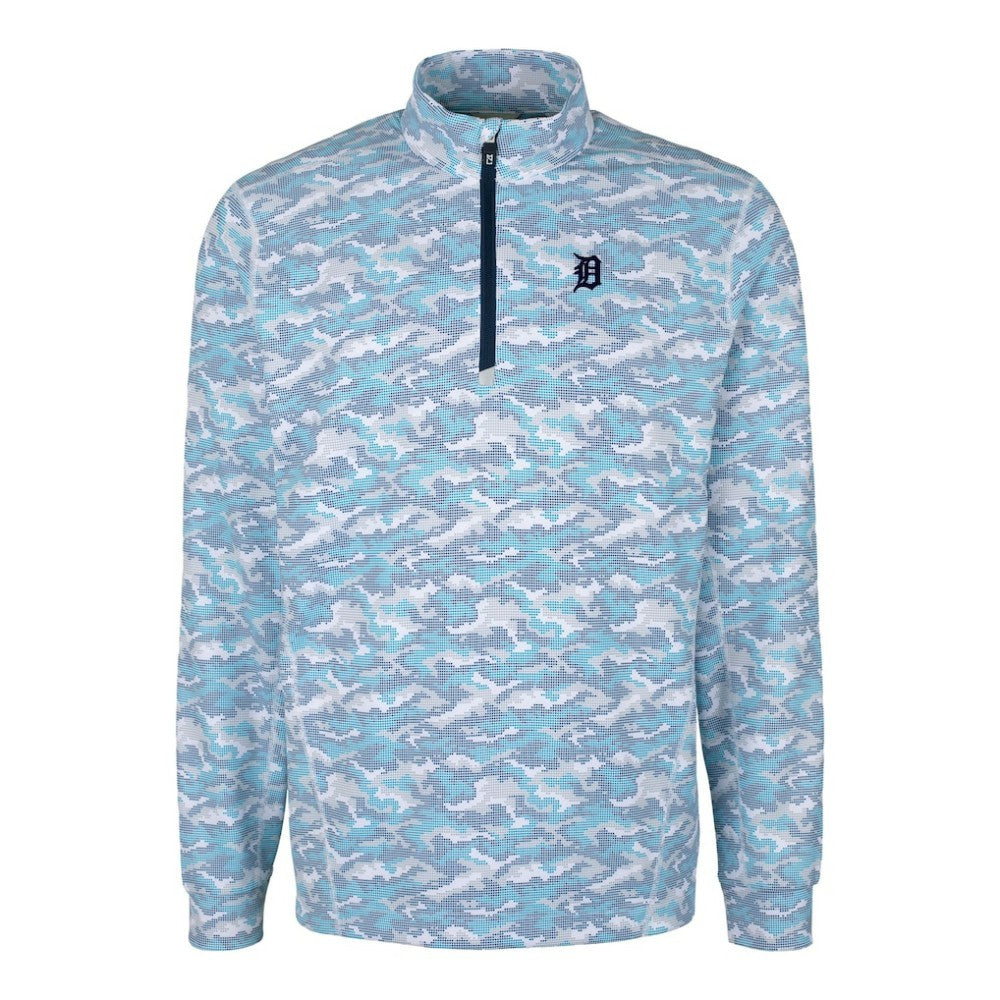 Detroit Tigers Cutter & Buck Traverse Eco Camo Tri-Blend DryTec Quarter-Zip Jacket - MLB Jackets