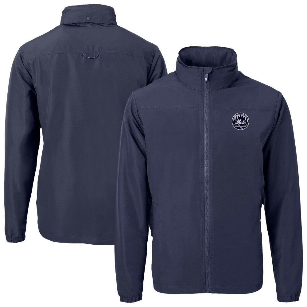 New York Mets Cutter & Buck Charter Eco Recycled Full-Zip Hoodie Jacket - MLB Jackets
