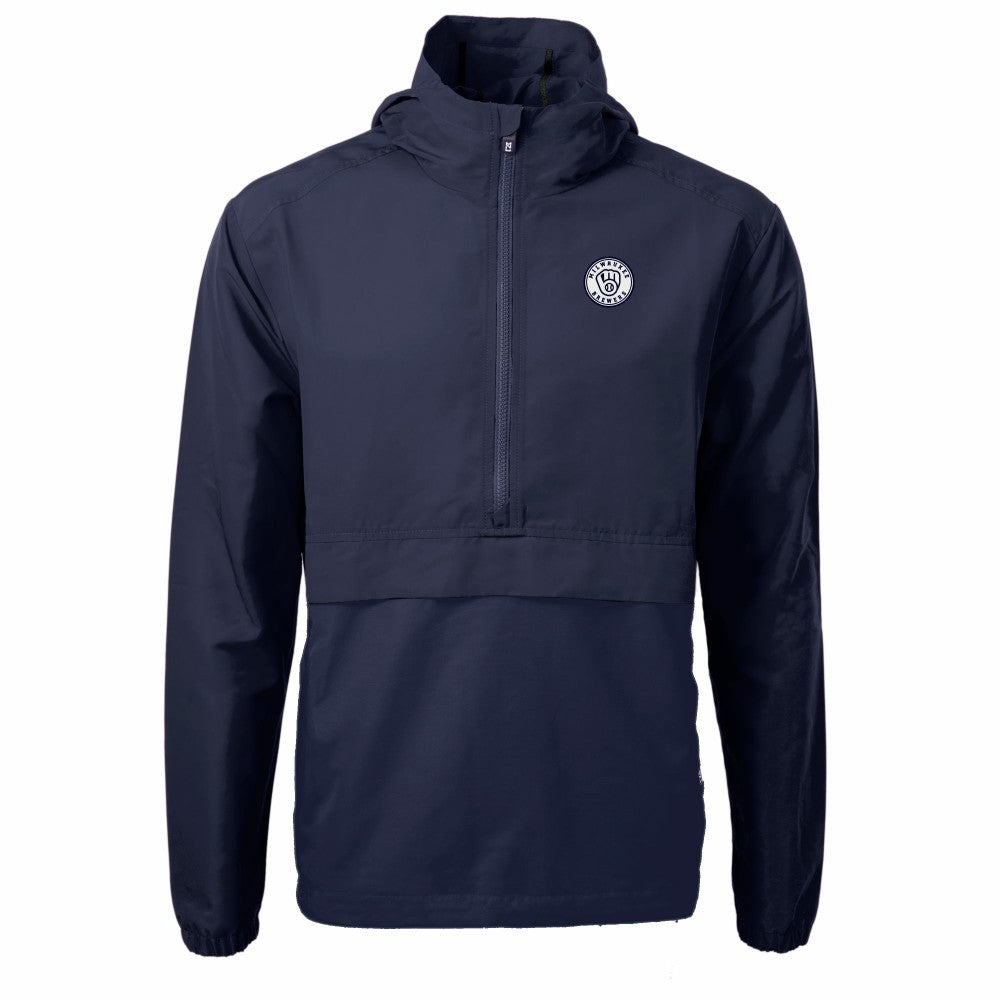Milwaukee Brewers Cutter & Buck Charter Eco Recycled Anorak Half-Zip Hoodie Jacket - MLB Jackets