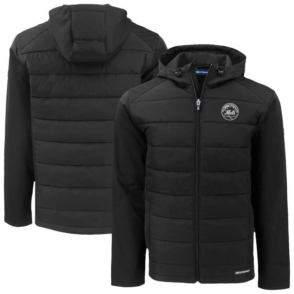 New York Mets Cutter & Buck Evoke Hybrid Eco Softshell Recycled Full-Zip Hooded Jacket - MLB Jackets