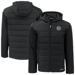 New York Mets Cutter & Buck Evoke Hybrid Eco Softshell Recycled Full-Zip Hooded Jacket - MLB Jackets