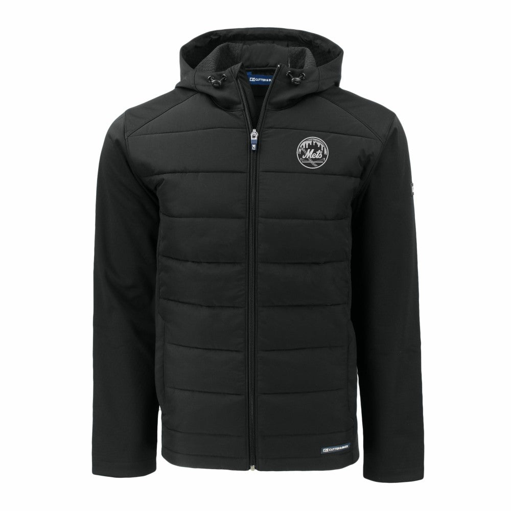 New York Mets Cutter & Buck Evoke Hybrid Eco Softshell Recycled Full-Zip Hooded Jacket - MLB Jackets