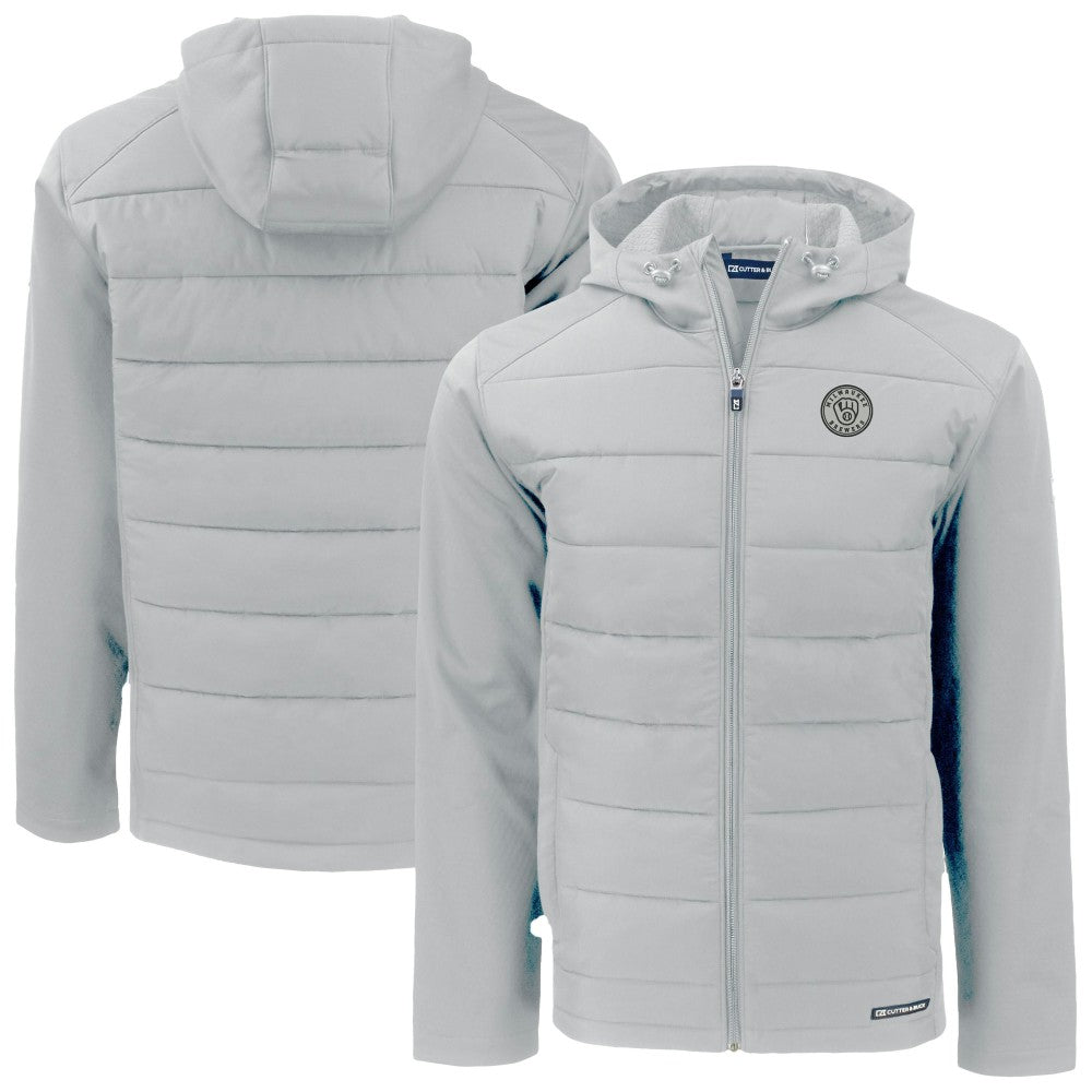 Milwaukee Brewers Cutter & Buck Evoke Hybrid Eco Softshell Recycled Full-Zip Hooded Jacket - MLB Jackets