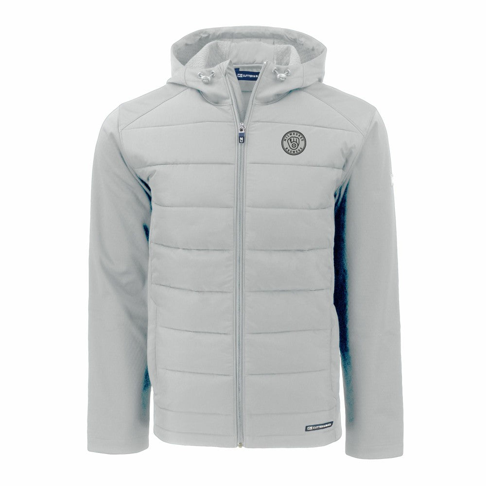 Milwaukee Brewers Cutter & Buck Evoke Hybrid Eco Softshell Recycled Full-Zip Hooded Jacket - MLB Jackets