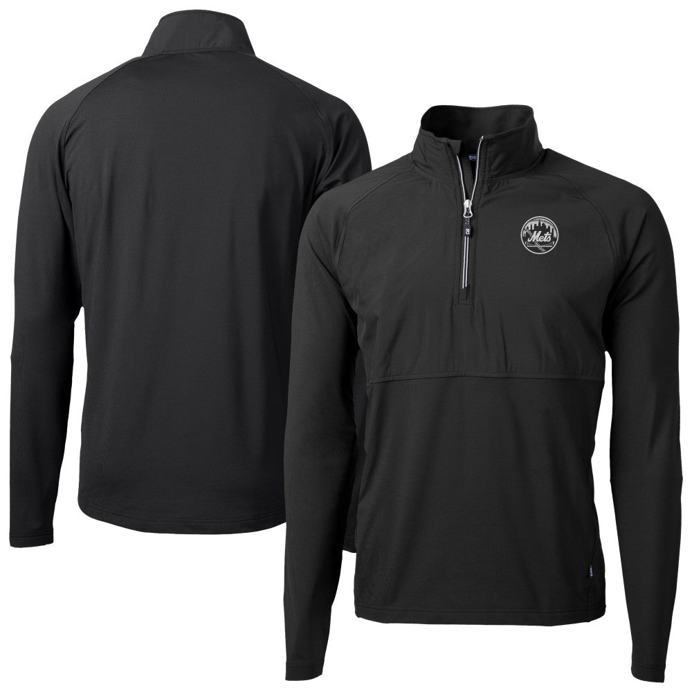 New York Mets Cutter & Buck Adapt Eco Hybrid Raglan DryTec Quarter-Zip Jacket - MLB Jackets