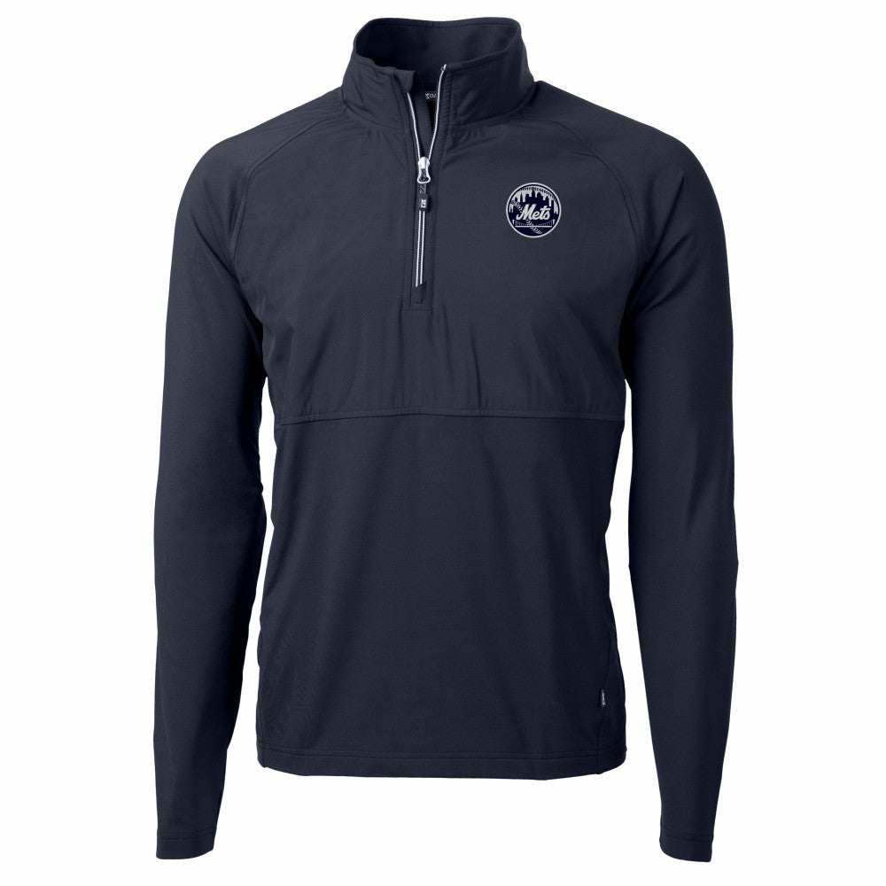 New York Mets Cutter & Buck Adapt Eco Hybrid Raglan DryTec Quarter-Zip Jacket - MLB Jackets
