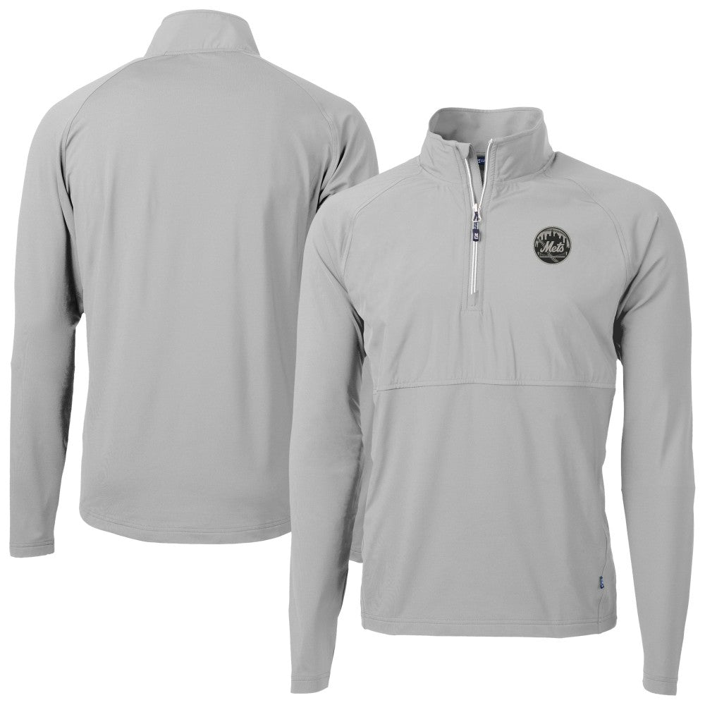 New York Mets Cutter & Buck Adapt Eco Hybrid Raglan DryTec Quarter-Zip Jacket - MLB Jackets