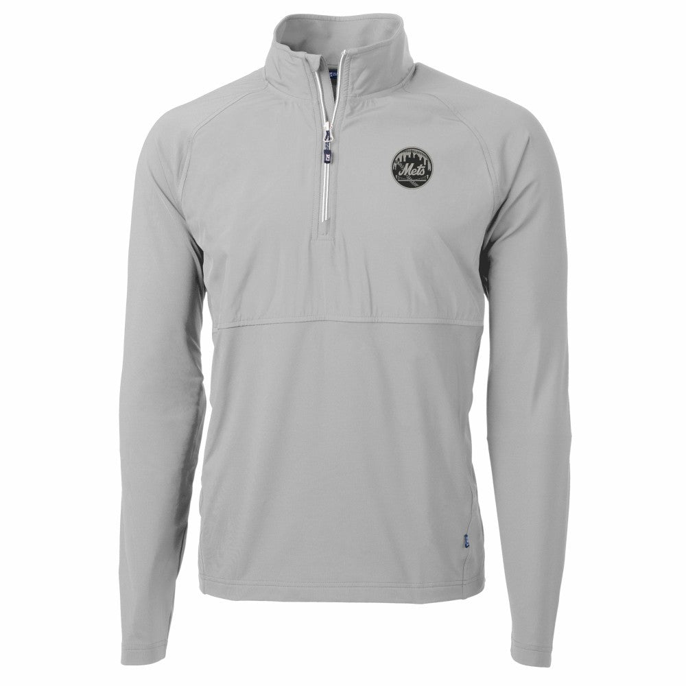 New York Mets Cutter & Buck Adapt Eco Hybrid Raglan DryTec Quarter-Zip Jacket - MLB Jackets
