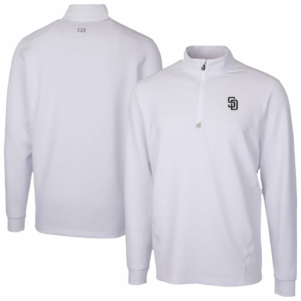San Diego Padres Cutter & Buck Traverse Eco Tri-Blend DryTec Quarter-Zip Jacket - MLB Jackets