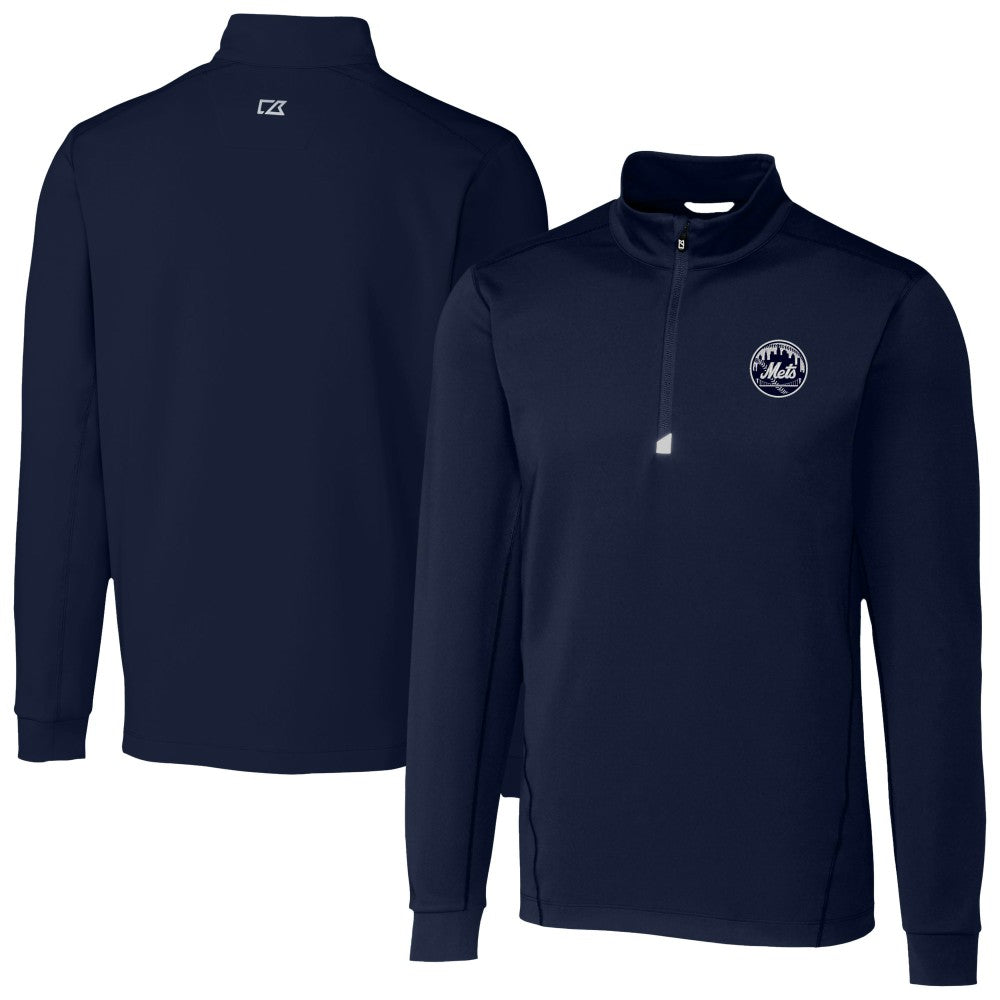 New York Mets Cutter & Buck Traverse Eco Tri-Blend DryTec Quarter-Zip Jacket - MLB Jackets