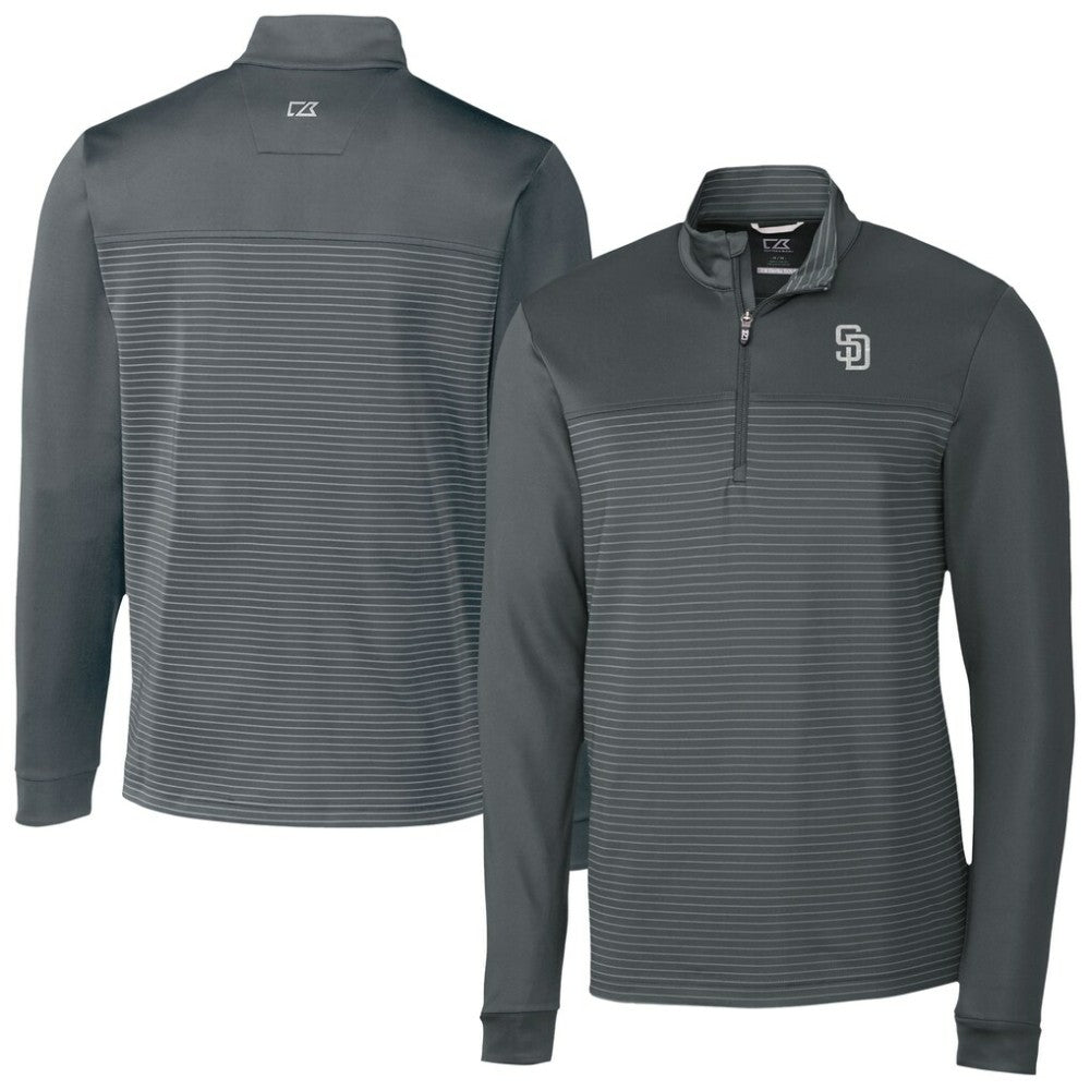 San Diego Padres Cutter & Buck Traverse Eco Stripe Tri-Blend DryTec Quarter-Zip Jacket - MLB Jackets
