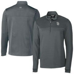 San Diego Padres Cutter & Buck Traverse Eco Stripe Tri-Blend DryTec Quarter-Zip Jacket - MLB Jackets