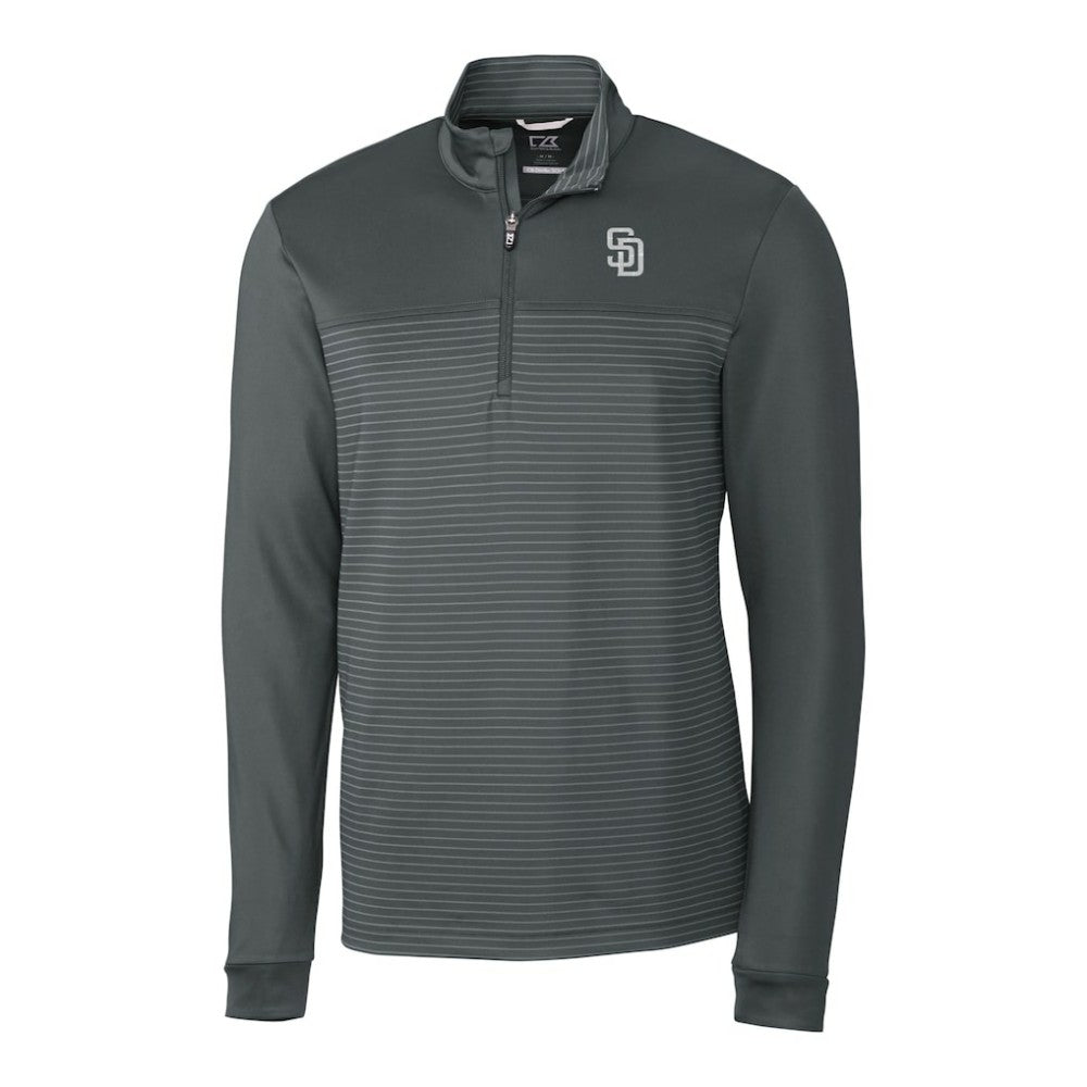 San Diego Padres Cutter & Buck Traverse Eco Stripe Tri-Blend DryTec Quarter-Zip Jacket - MLB Jackets