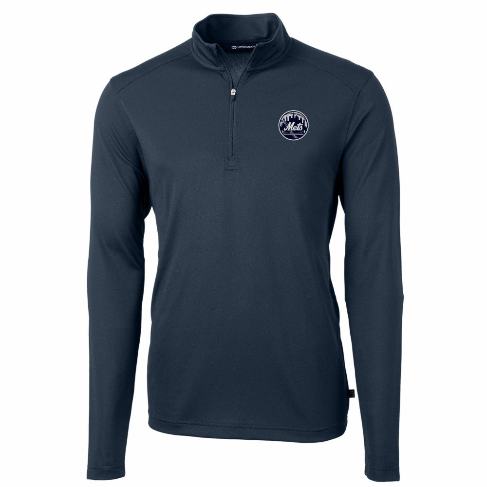 New York Mets Cutter & Buck Virtue Eco Pique Quarter-Zip Jacket - MLB Jackets