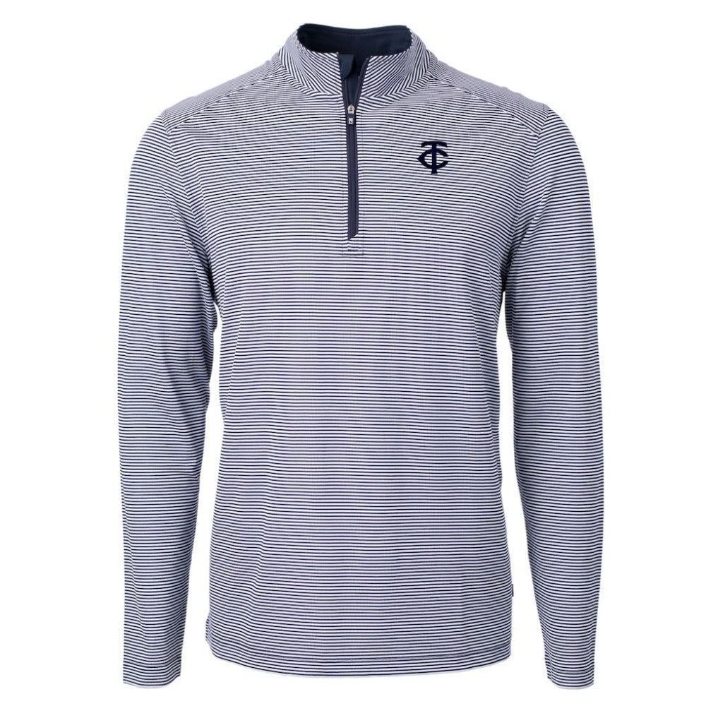 Minnesota Twins Cutter & Buck Virtue Eco Pique Micro Stripe Quarter-Zip Jacket - MLB Jackets