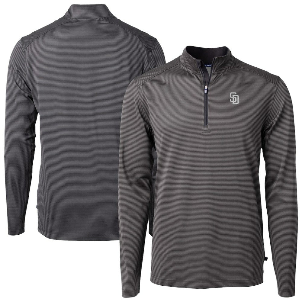 San Diego Padres Cutter & Buck Virtue Eco Pique Micro Stripe Quarter-Zip Jacket - MLB Jackets