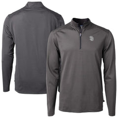 San Diego Padres Cutter & Buck Virtue Eco Pique Micro Stripe Quarter-Zip Jacket - MLB Jackets