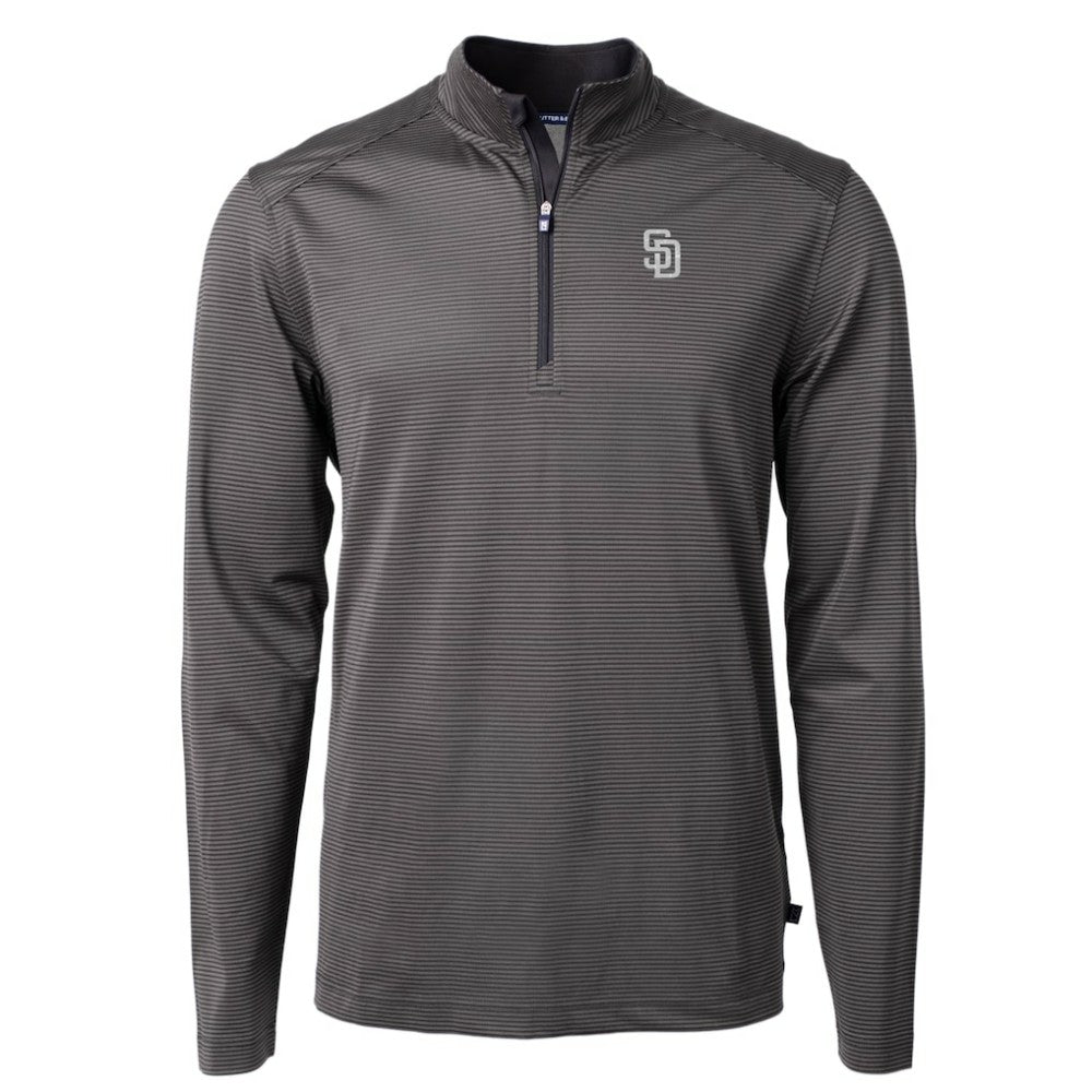 San Diego Padres Cutter & Buck Virtue Eco Pique Micro Stripe Quarter-Zip Jacket - MLB Jackets