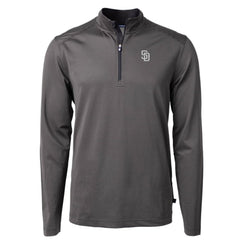 San Diego Padres Cutter & Buck Virtue Eco Pique Micro Stripe Quarter-Zip Jacket - MLB Jackets