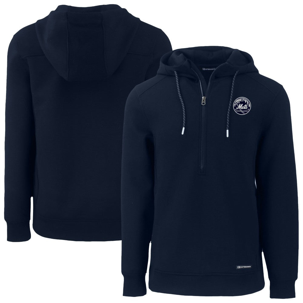New York Mets Cutter & Buck Roam Eco Recycled Tri-Blend Half-Zip Hoodie - MLB Hoodies