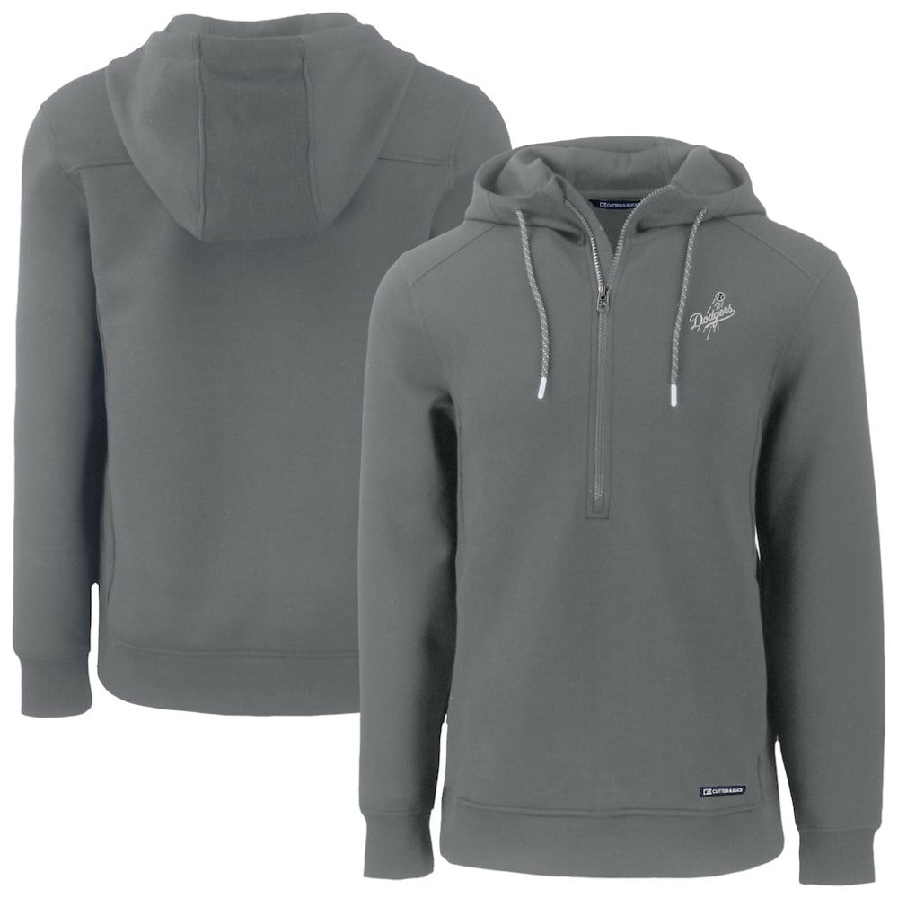Los Angeles Dodgers Cutter & Buck Roam Eco Recycled Tri-Blend Half-Zip Hoodie - MLB Hoodies