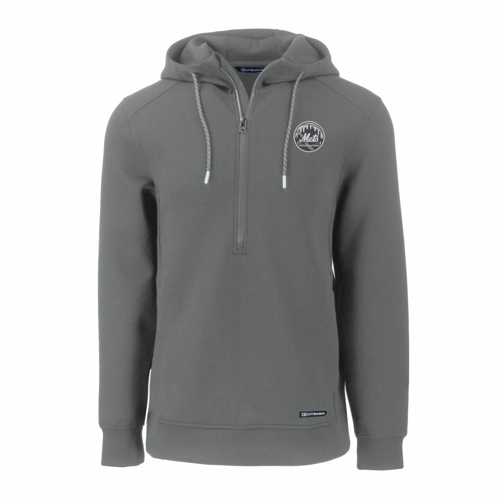 New York Mets Cutter & Buck Roam Eco Recycled Tri-Blend Half-Zip Hoodie - MLB Hoodies
