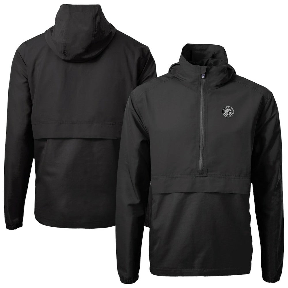 Seattle Mariners Cutter & Buck Charter Eco Recycled Anorak Half-Zip Hoodie Jacket - MLB Jackets