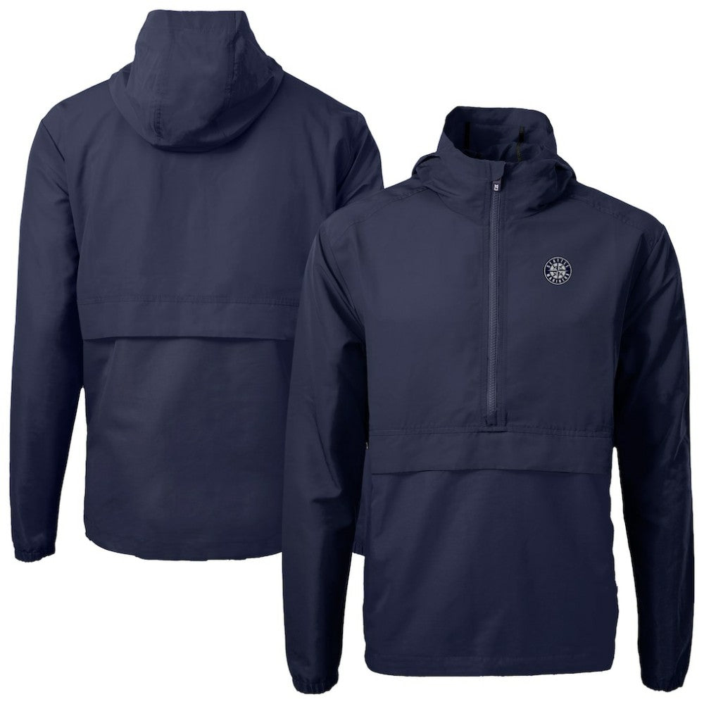Seattle Mariners Cutter & Buck Charter Eco Recycled Anorak Half-Zip Hoodie Jacket - MLB Jackets