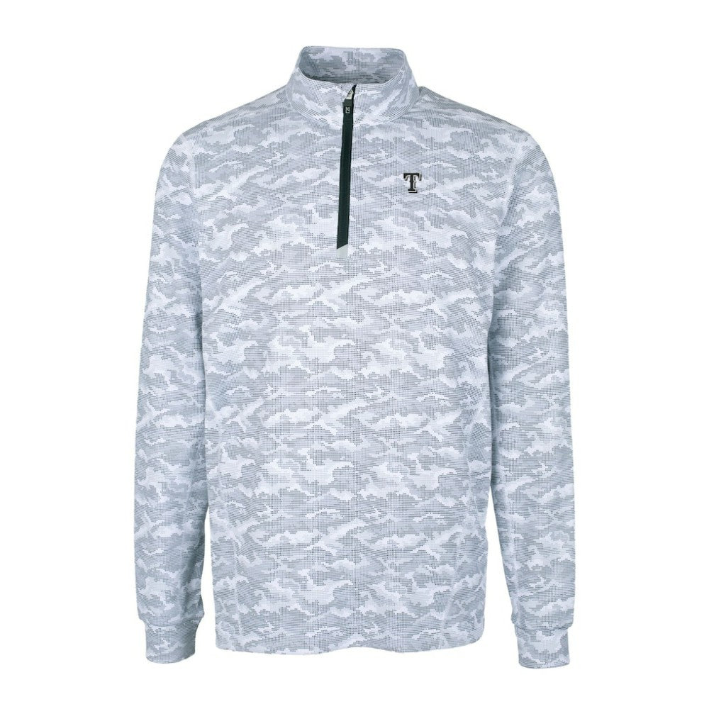 Texas Rangers Cutter & Buck Traverse Eco Camo Tri-Blend DryTec Quarter-Zip Top - MLB Tops