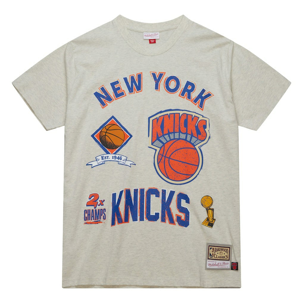 Oatmeal New York Knicks Hardwood Classics Legacy Defined Retro Championship T-Shirt | NBA